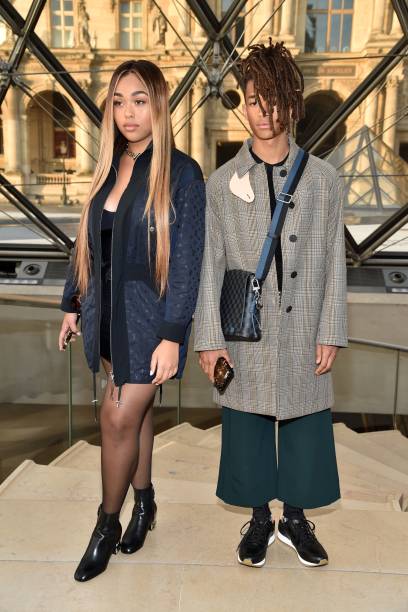 Jordyn Woods e Jaden Smith no desfile da Louis Vuitton