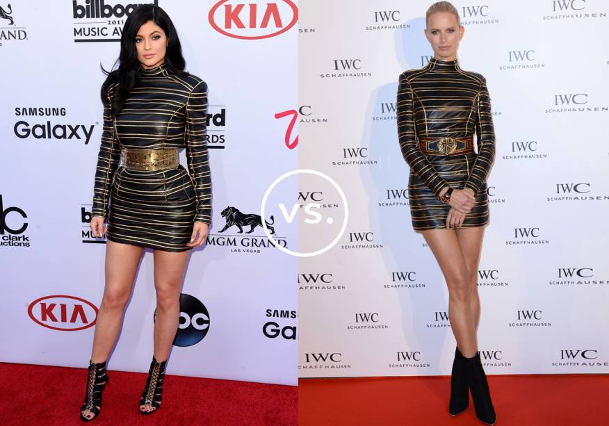 <strong>Kylie Jenner</strong> e <strong>Karolina Kurkova</strong> vestem <strong>Balmain</strong>. A estrela de reality show e a modelo imprimiram um pouco de feminilidade ao vestido superfashionista marcando a cintura com acessórios metalizados. Para fechar a produção, Kylie deu preferência a sandálias abotinadas enquando Karolina investiu em botinhas de camurça.