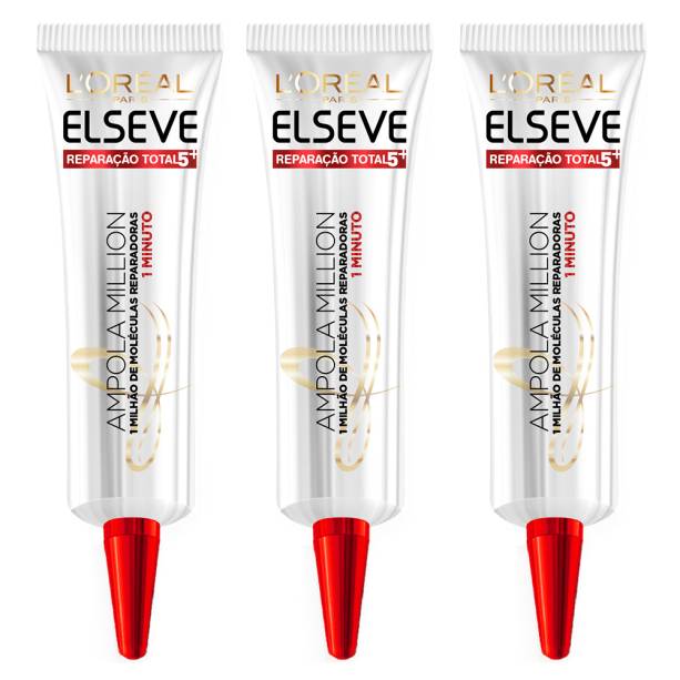 <b>L'Oréal Paris</b> Million Elseve Reparação Total 5+ - Ampola de Reparação - 3x 15ml - <b>R$ 18,70</b>