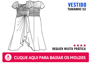 Molde para fazer um vestido de festa com manga de renda