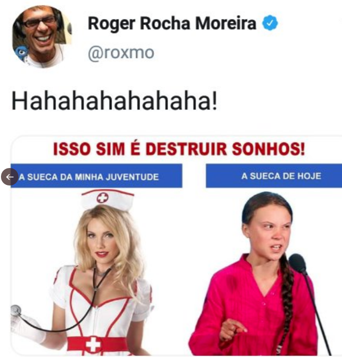 Tuíte problemático de Roger Rocha Moreira