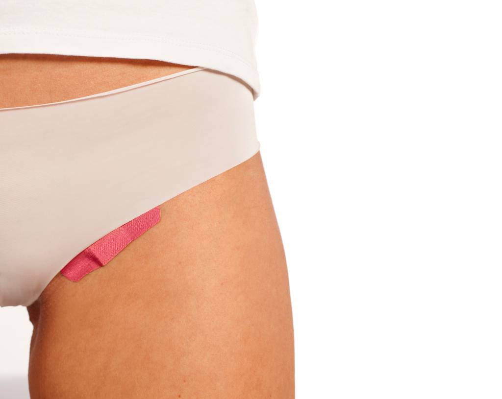 injuries of waxing. Band-Aid on groin