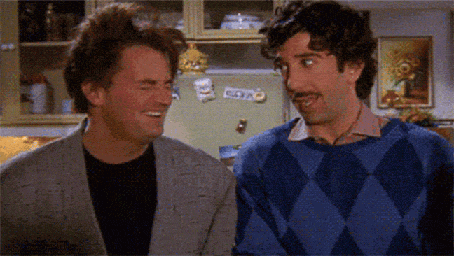 Reações de quando encontramos amigos antigos, Ross e Chandler