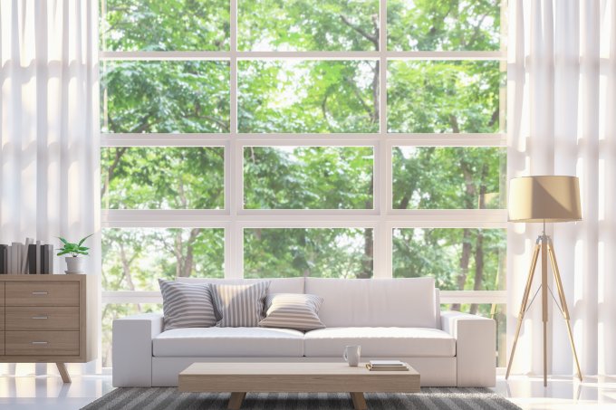 Modern white living room 3d rendering image