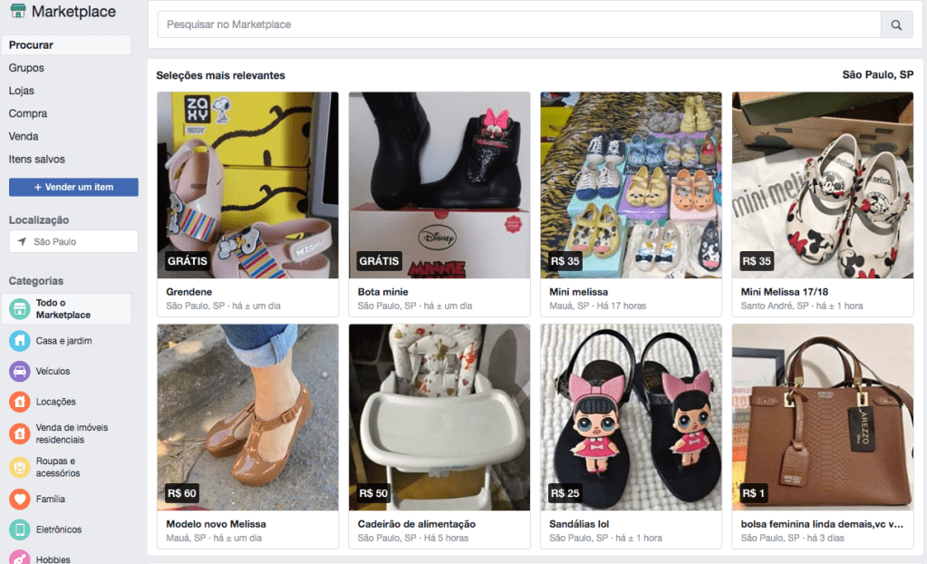 Print do Marketplace do Facebook