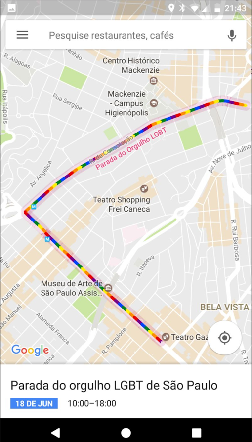 Google Maps na Parada LGBT de Sao Paulo 2017