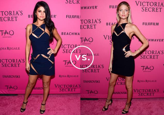 <strong>Selena Gomez</strong> e <strong>Martha Hunt</strong> vestem <strong>Mugler</strong>. Cantora e modelo usaram versões diferentes do mesmo vestido para eventos da Victoria's Secret. Coincidentemente, os sapatos também são parecidos: peep toe com amarração no tornozelo. <strong>Selena Gomez</strong> e <strong>Martha Hunt</strong> vestem <strong>Mugler</strong>. Cantora e modelo usaram versões diferentes do mesmo vestido para eventos da Victoria's Secret. Coincidentemente, os sapatos também são parecidos: peep toe com amarração no tornozelo.