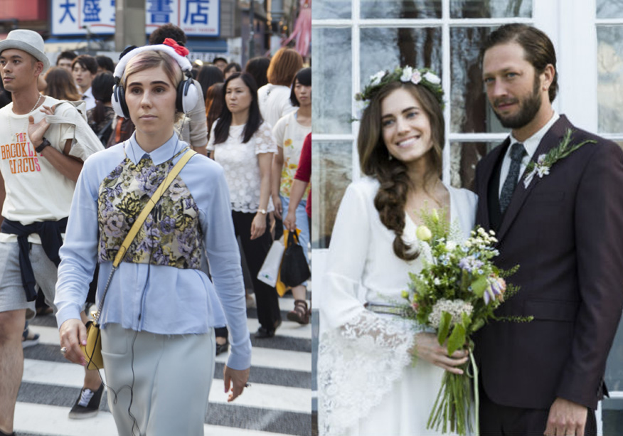 Girls - Logo no primeiro episódio da quinta temporada, o vestido boho de Marnie (Allison Williams) em seu casamento já se tornou inspiração imediata. Outro destaque foram os looks de Shoshanna (Zozia Mamet) após sua temporada no Japão, com combinações inusitadas ao estilo das meninas de Harajuku e cabelos coloridos que bombaram neste ano.