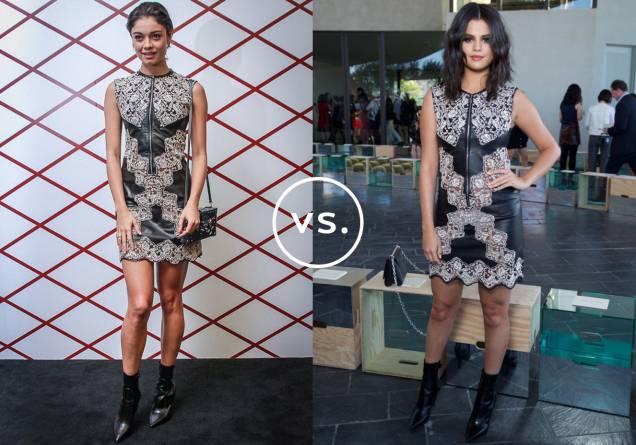 <strong>Sophie Charlotte</strong> e <strong>Selena Gomez </strong>vestem <strong>Louis Vuitton</strong>. Tanto a brasileira quando a norte-americana optaram por botinhas para arrematar o vestido de couro com renda trabalhada e detalhe de zíper. <strong>Sophie Charlotte</strong> e <strong>Selena Gomez </strong>vestem <strong>Louis Vuitton</strong>. Tanto a brasileira quando a norte-americana optaram por botinhas para arrematar o vestido de couro com renda trabalhada e detalhe de zíper.