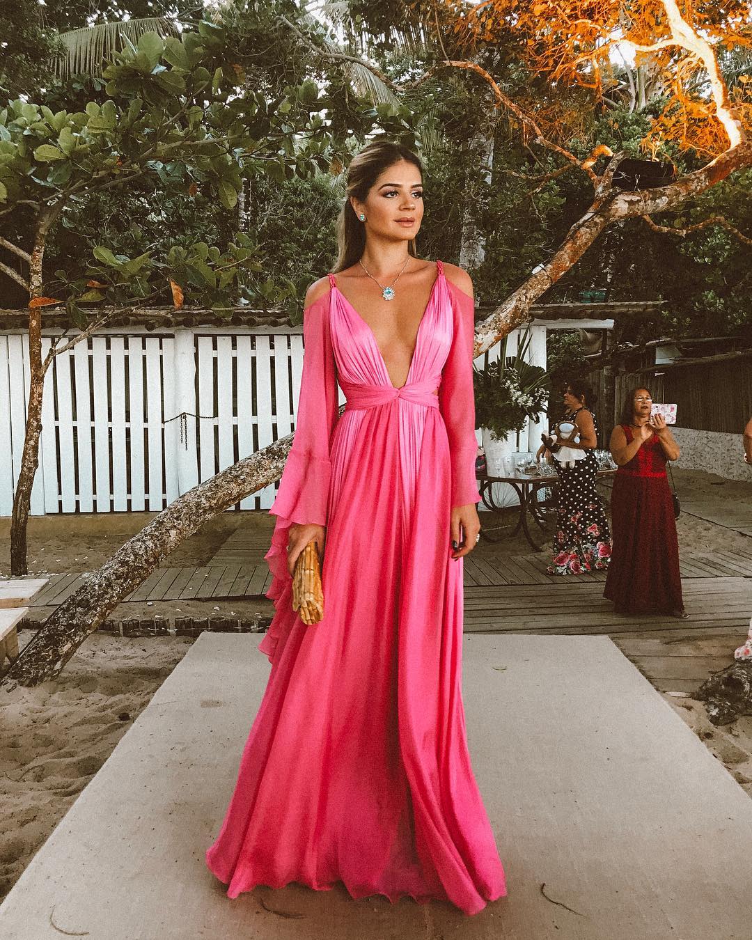 vestido de cetim rosa pink