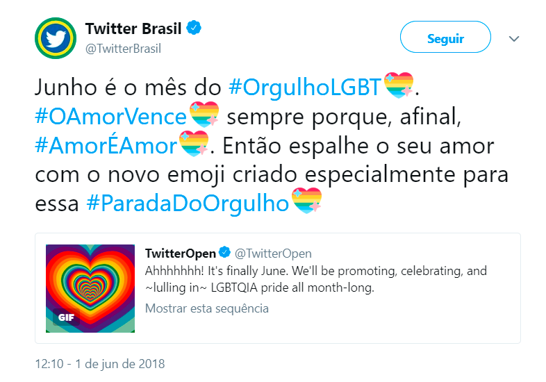 Twitter lança emoji em comemoração ao mês do Orgulho LGBTQ+