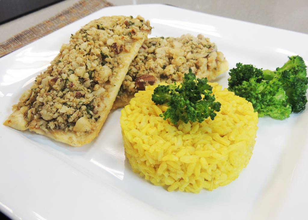 Truta com crosta de castanha do pará