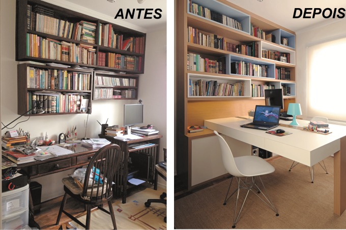 Antes e depois: home-office iluminado e organizado após reforma | CLAUDIA