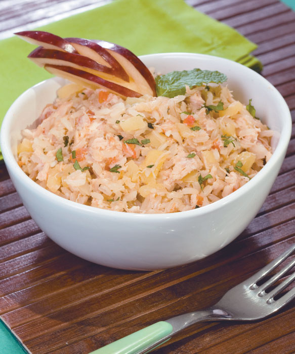 Arroz com frango e maçã
