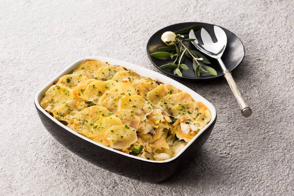 Bacalhau à Gomes de Sá com brócolis