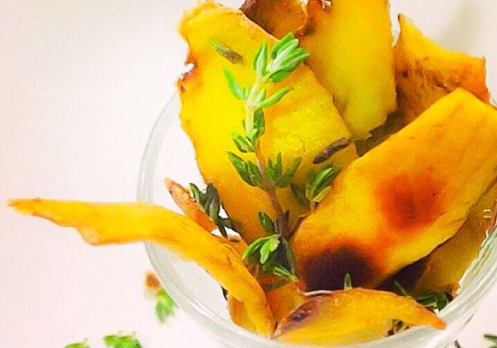 Chips de casca de batata-doce é saudável e rápido de fazer