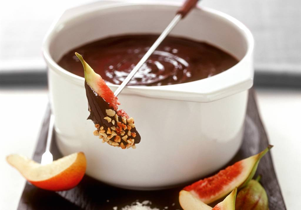 Receita de fondue de chocolate com biomassa de banana verde