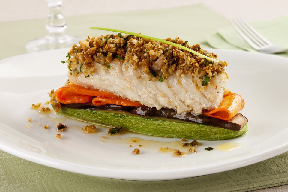 Lombo de bacalhau com crosta de champignon
