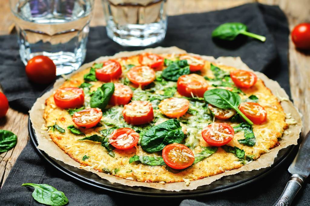 Pizza com massa de couve-flor