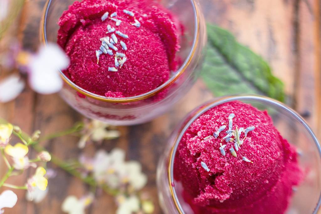 Sorbet de beterraba e maçã