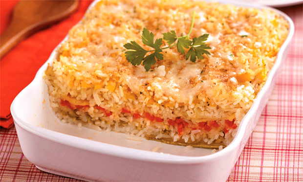 Arroz assado com legumes