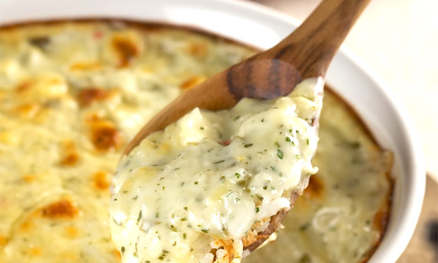 Arroz cremoso ao forno