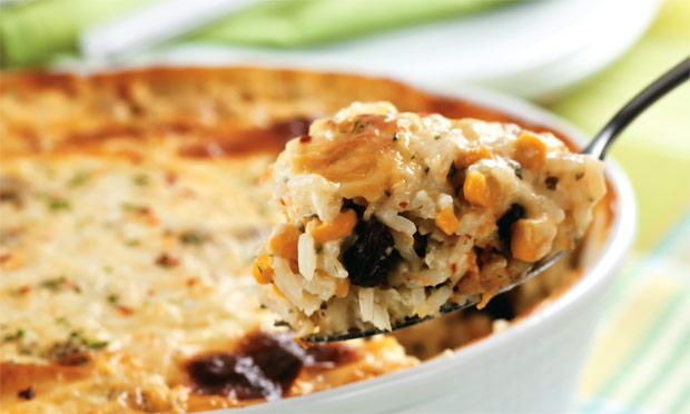 Arroz cremoso com milho, cenoura e requeijão