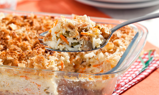 Arroz ao forno com crosta especial