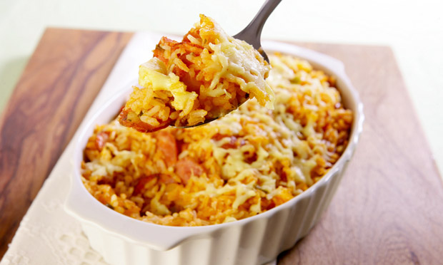 Arroz de forno com linguiça