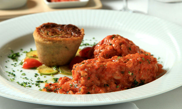 Baccalá alla fiorentina con sformatino di zucchini