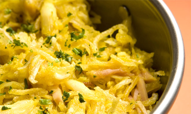 Bacalhau com presunto e batata palha