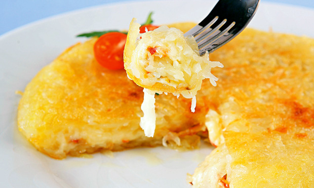 Batata rosti com queijo e presunto