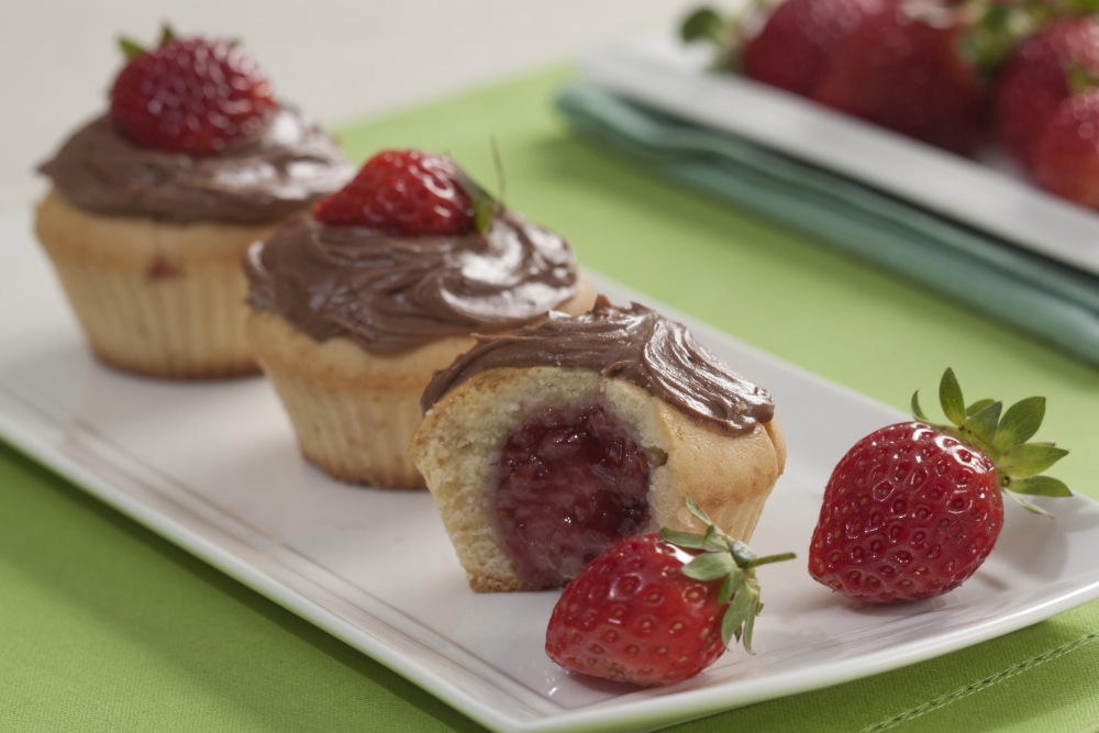 Bolinho recheado de morango (muffin)