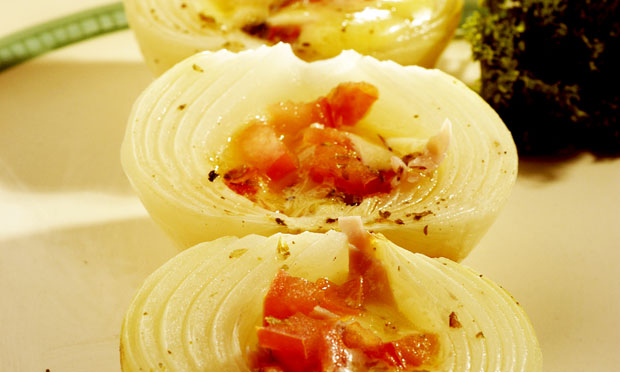 Cebola com presunto e queijo