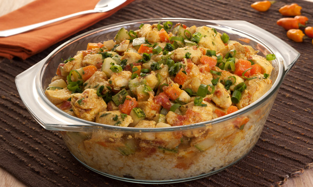 Cuscuz de frango e legumes