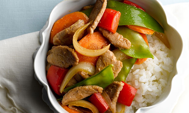 Filé-mignon suíno com legumes