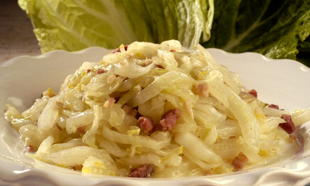Folhas de acelga com bacon