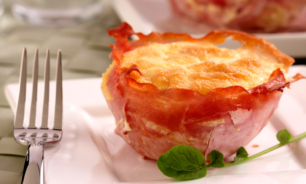 Forminhas de batata e presunto