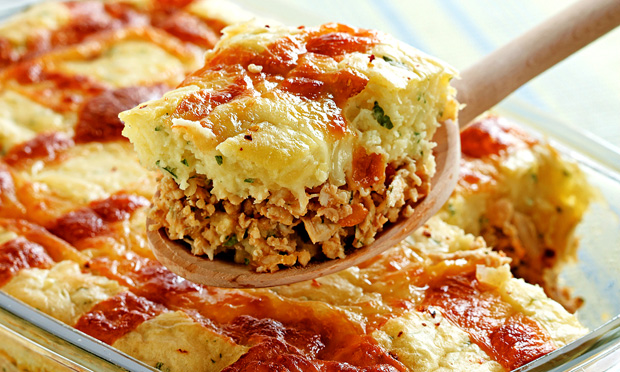 Frango com mandioca gratinado