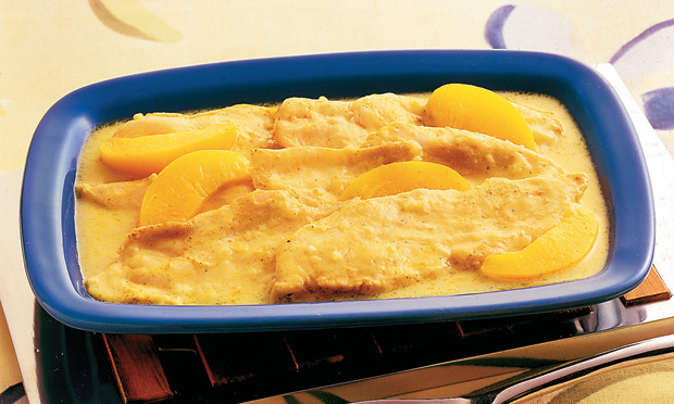 Frango cremoso com pêssego