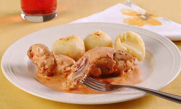 Frango e batata recheada com queijo