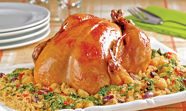 Frango com farofa de mandioca