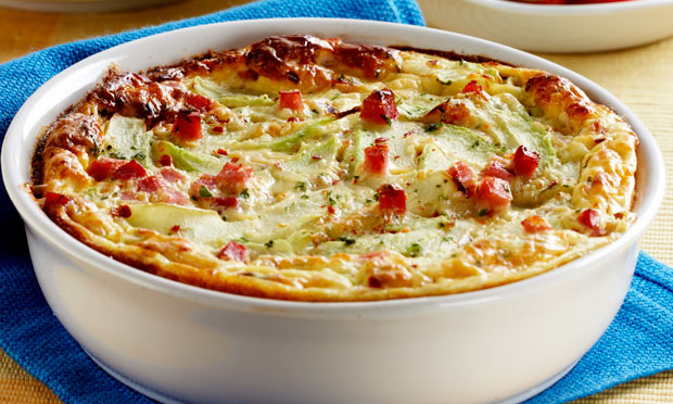 Gratinado de chuchu com queijo e presunto