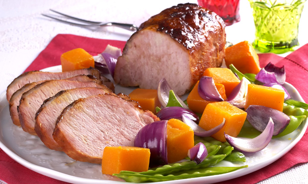 Lombo com legumes sautés