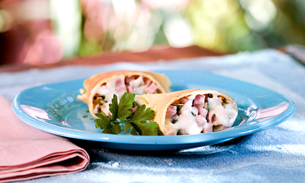 Panqueca de frango e presunto