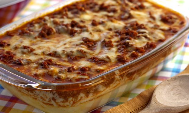 Polenta ao forno com carne moída
