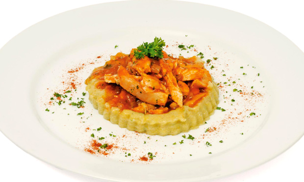 Polenta com frango à italiana