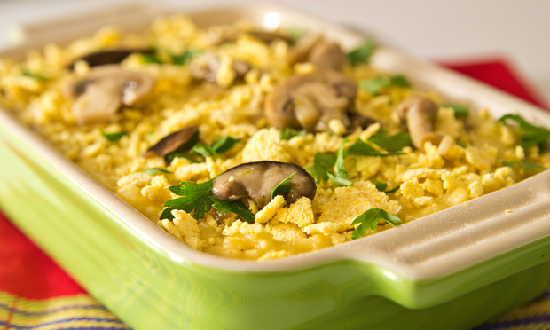 Polenta crocante com ragu de cogumelo
