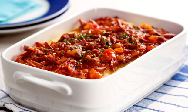 Polenta prática com carne-seca