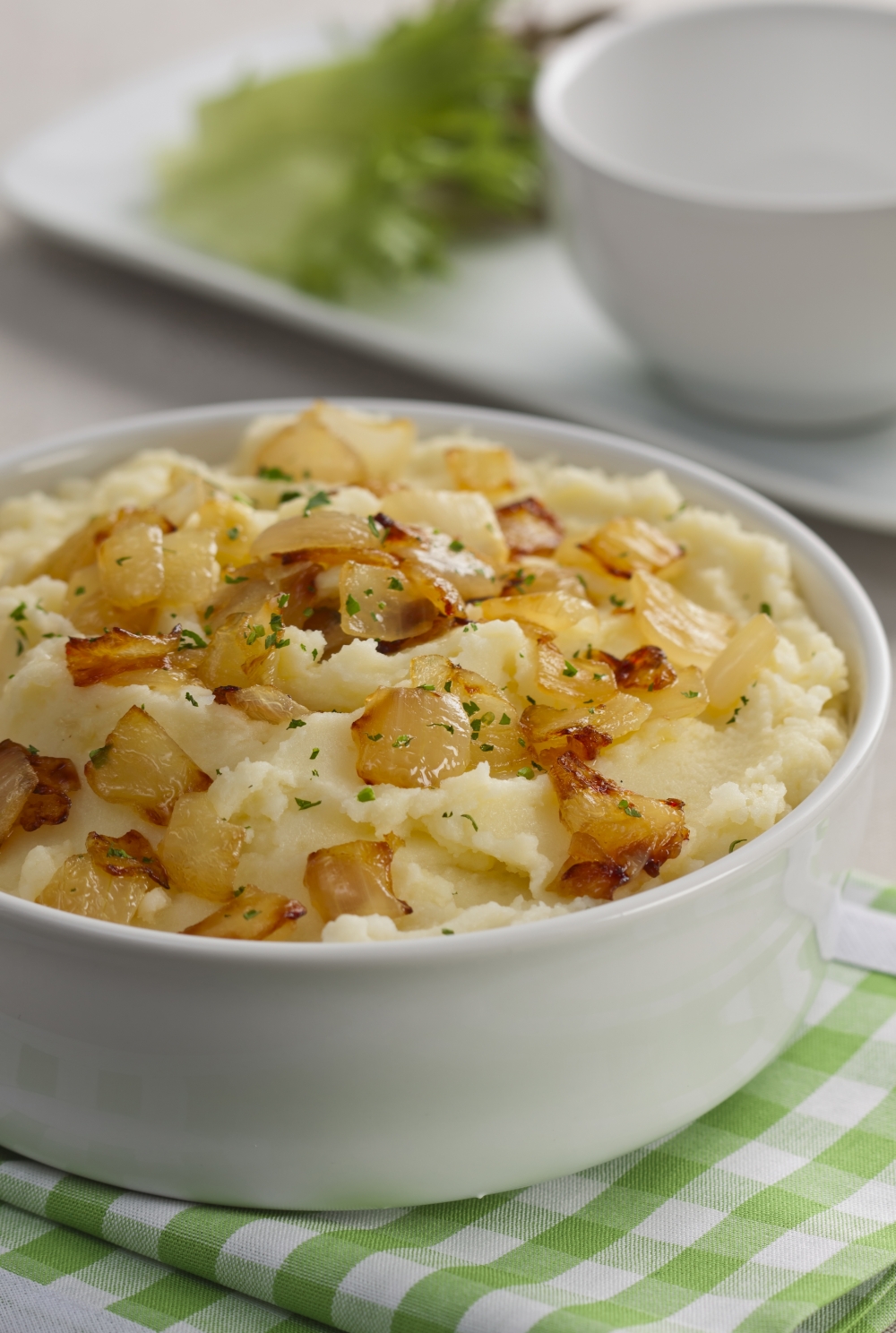 Purê de batata com cebola frita